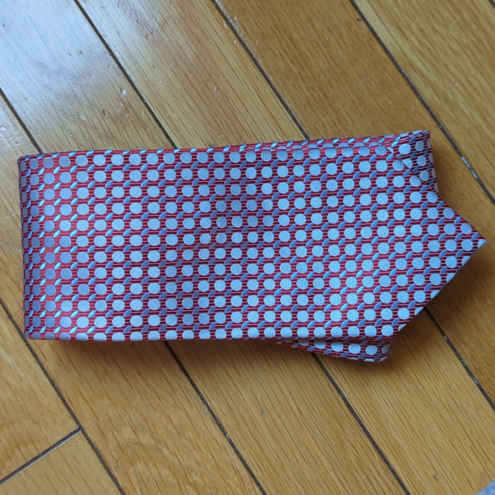 Alexander Julian Red and White Patterned Tie